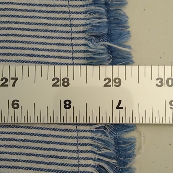 TRIBAL JEANS STREETWEAR RAW HEM MILITARY SOFT WORN DENIM CHAMBRAY STRIPE SHIRT - Picture 11 of 13